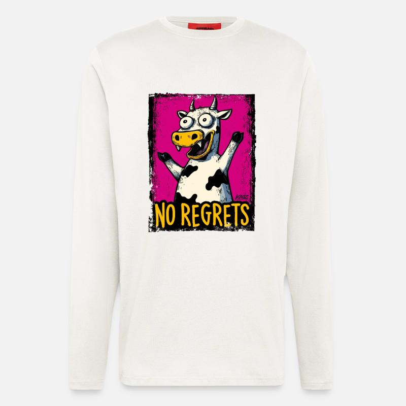 No Regrets Cow Pop Art - Langarmshirt - made by SPREAD  - OFF WHITE