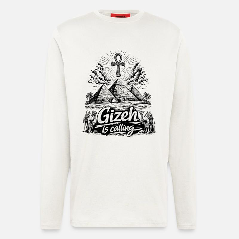 Gizeh is calling Ägypten Pyramiden Reise - Langarmshirt - made by SPREAD  - OFF WHITE