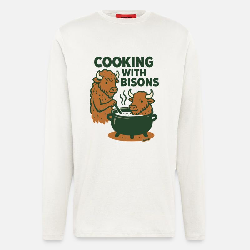 Kochen mit Bisons - Langarmshirt - made by SPREAD  - OFF WHITE