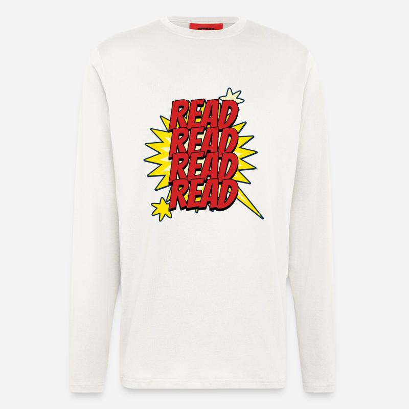 Lire Design - Look Super-héros de comics - Manches longues bio décontracté fabriqué en UE - OFF WHITE