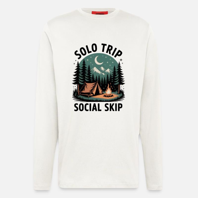 Solo statt Smalltalk | Camping Introvertiert - Langarmshirt - made by SPREAD  - OFF WHITE