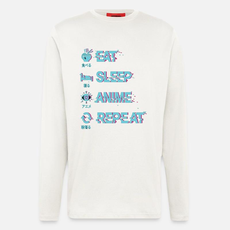 Eat Sleep Anime Repeat - Langarmshirt - made by SPREAD  - OFF WHITE