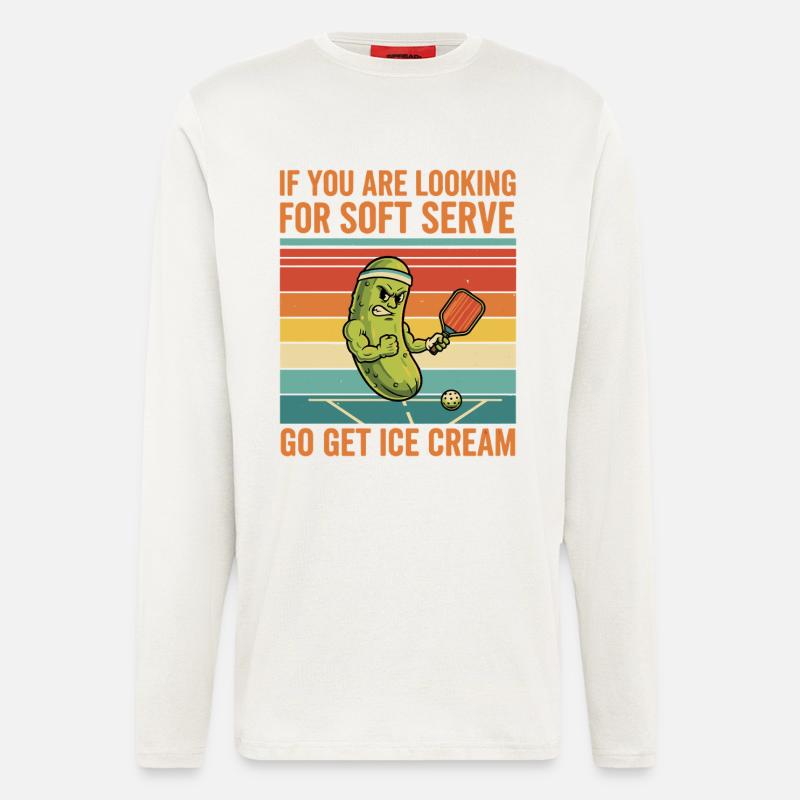 Pickleball Lustiger Softaufschlong Hol Eiscreme - Langarmshirt - made by SPREAD  - OFF WHITE