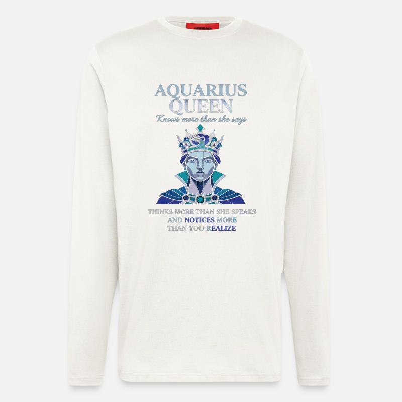 Aquarius Queen Sternzeichen Wassermann - Langarmshirt - made by SPREAD  - OFF WHITE