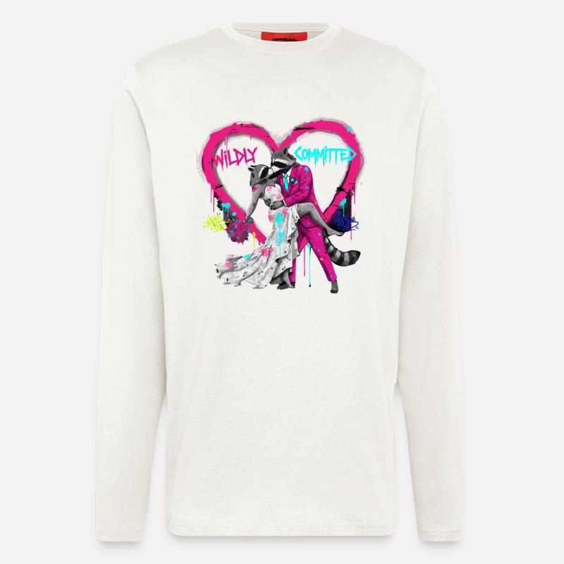 Wildly Committed Raccoon Wedding - Longsleeve - made by SPREAD  - OFF WHITE