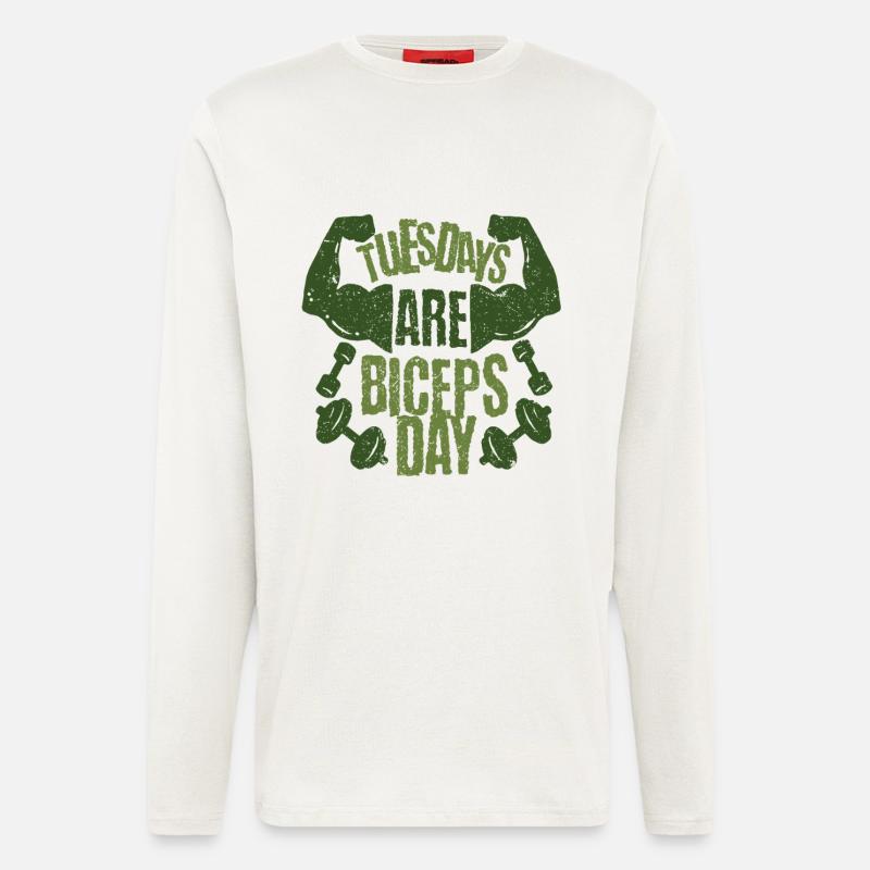 Biceps Bicep Training Bodybuilder Gym - Longsleeve - made by SPREAD  - OFF WHITE