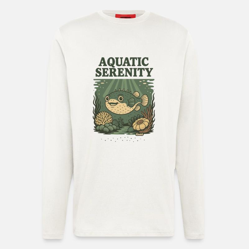 Aquatic Serenity Puffer Fish - Longsleeve - made by SPREAD - OFF WHITE