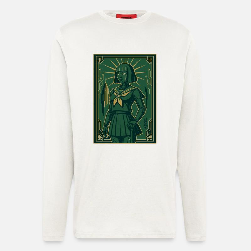 Cyber Deco Android Green Sentinel - Longsleeve - made by SPREAD  - OFF WHITE