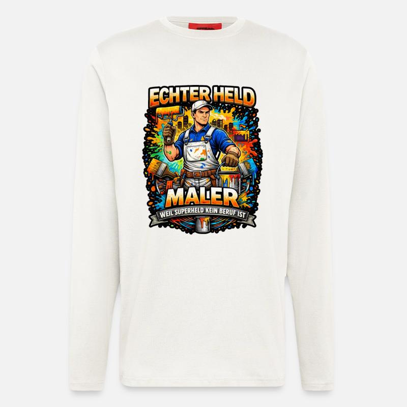 Echter Held Maler – Farbexplosion - Langarmshirt - made by SPREAD  - OFF WHITE