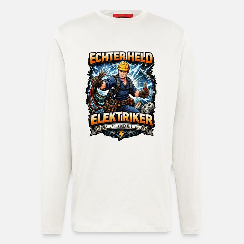 Echter Held Elektriker - Langarmshirt - made by SPREAD  - OFF WHITE