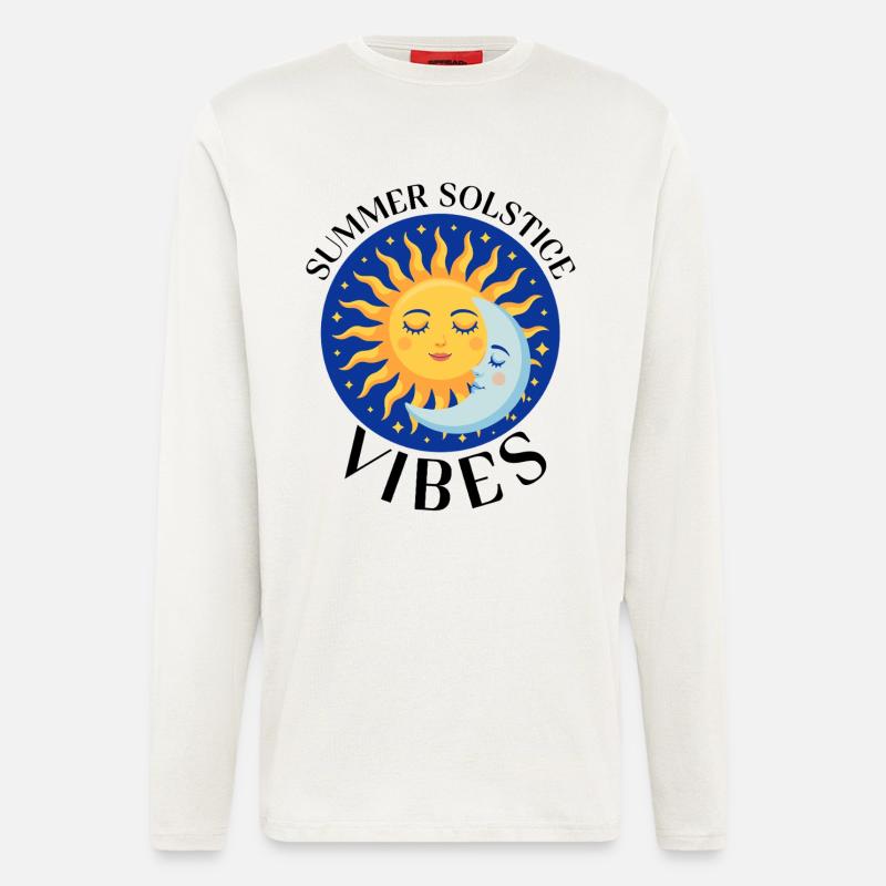 Litha Pagan Solstice d’été Midsommar - Manches longues bio décontracté fabriqué en UE - OFF WHITE