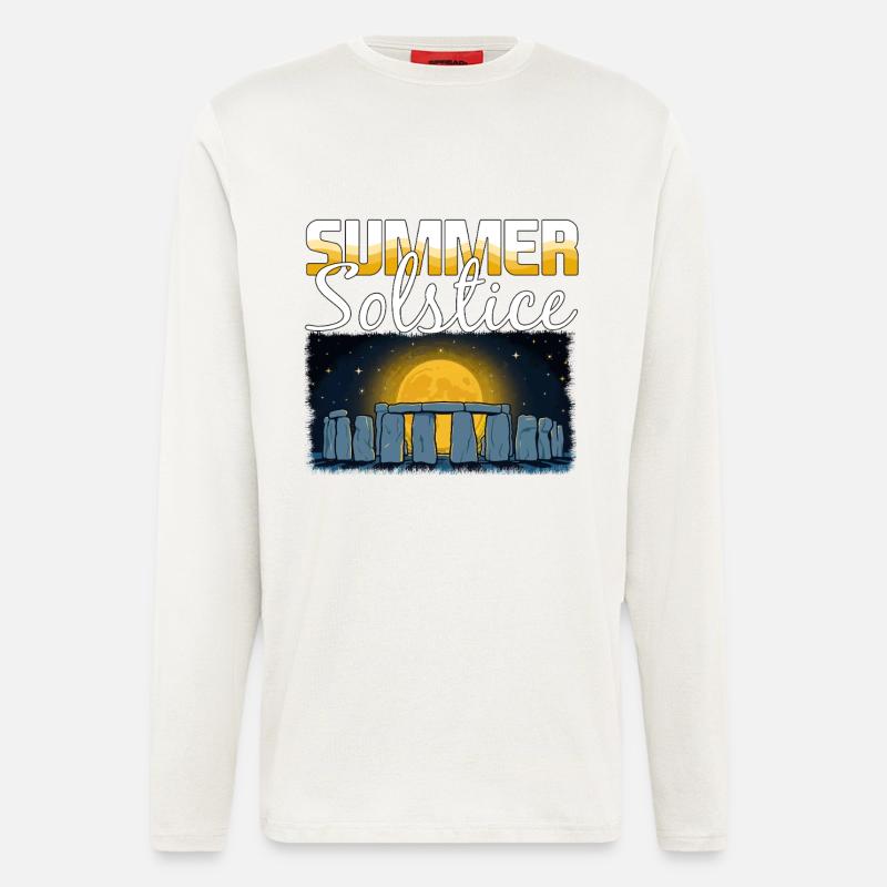 Litha Pagan Solstice d’été Midsommar - Manches longues bio décontracté fabriqué en UE - OFF WHITE
