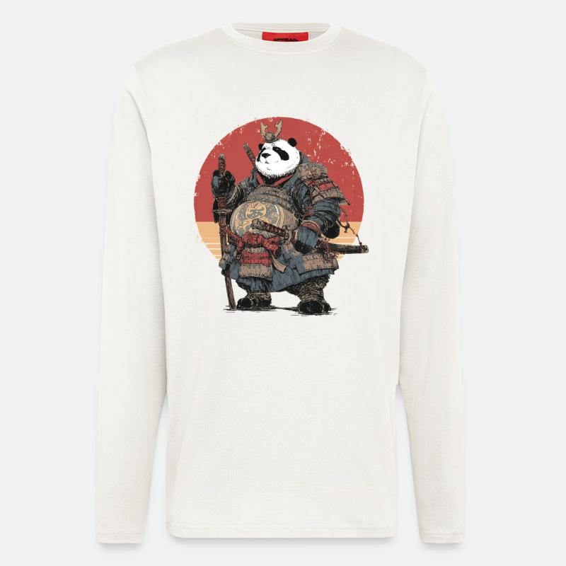 Panda Samurai in Sturdy Armor - Longsleeve - made by SPREAD  - OFF WHITE