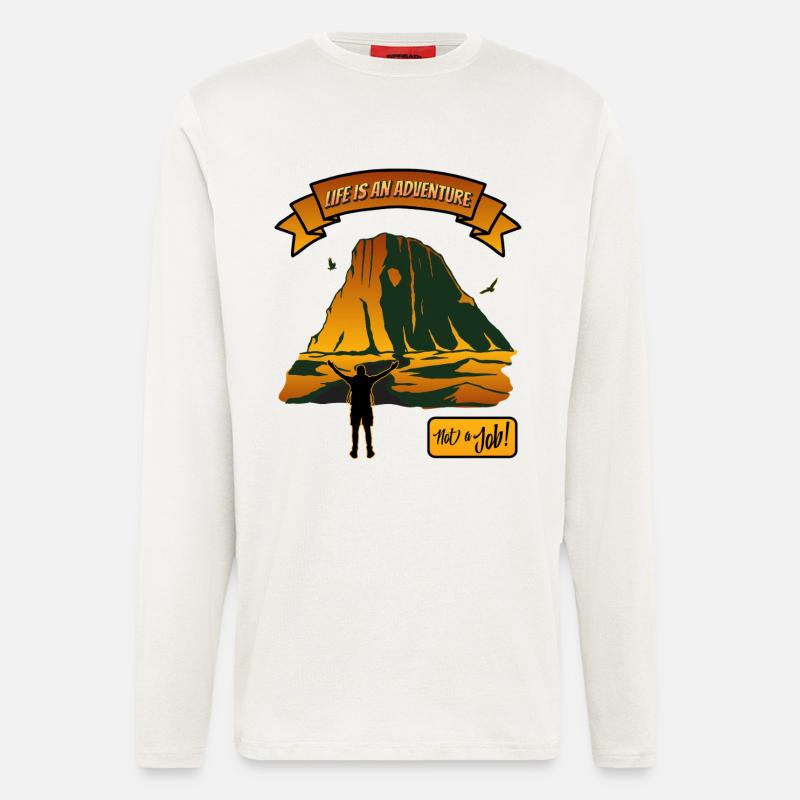Leben ist ein Abenteuer Berglandschaft - Langarmshirt - made by SPREAD  - OFF WHITE