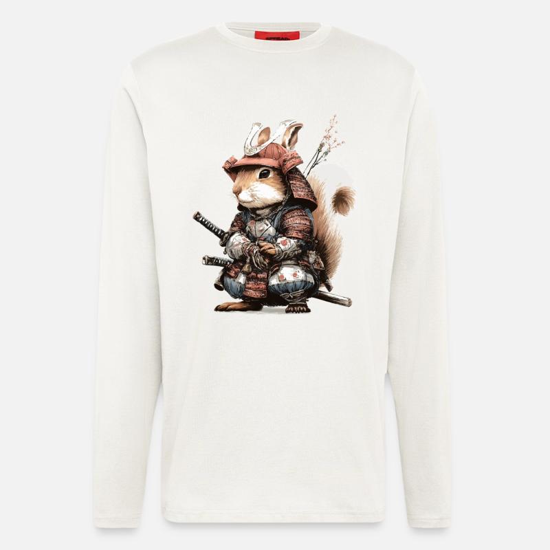 Eichhörnchen-Samurai in Rüstung - Langarmshirt - made by SPREAD  - OFF WHITE