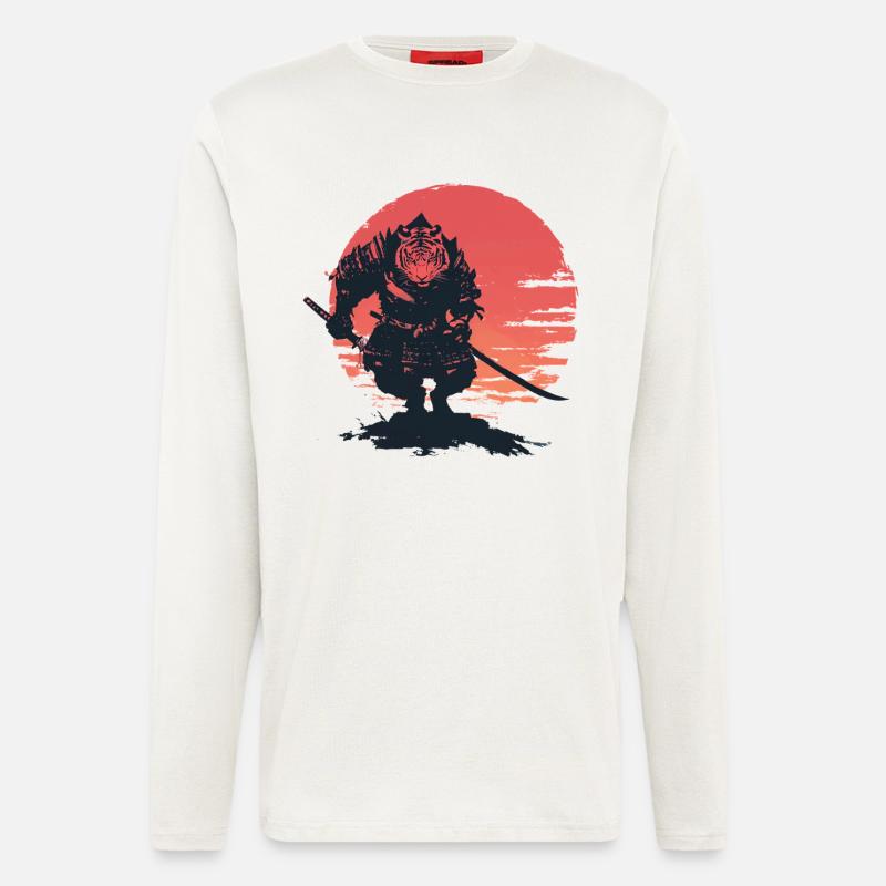Tiger Samurai at Sunset - Longsleeve - made by SPREAD  - OFF WHITE