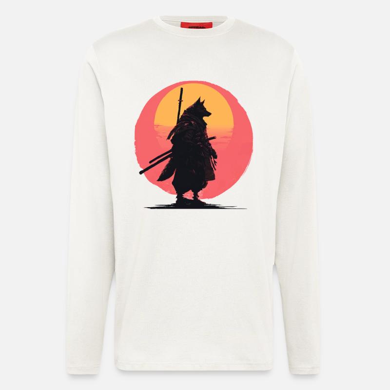 Wolf Sunset Samurai Rider - Langarmshirt - made by SPREAD  - OFF WHITE