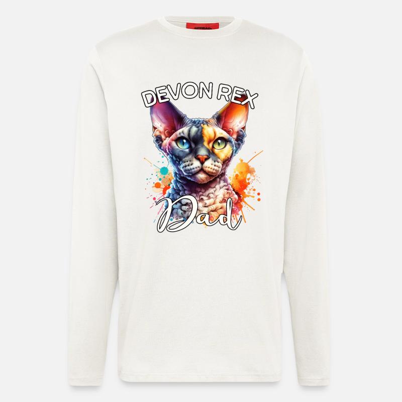 Papa Devon Rex - Manches longues bio décontracté fabriqué en UE - OFF WHITE