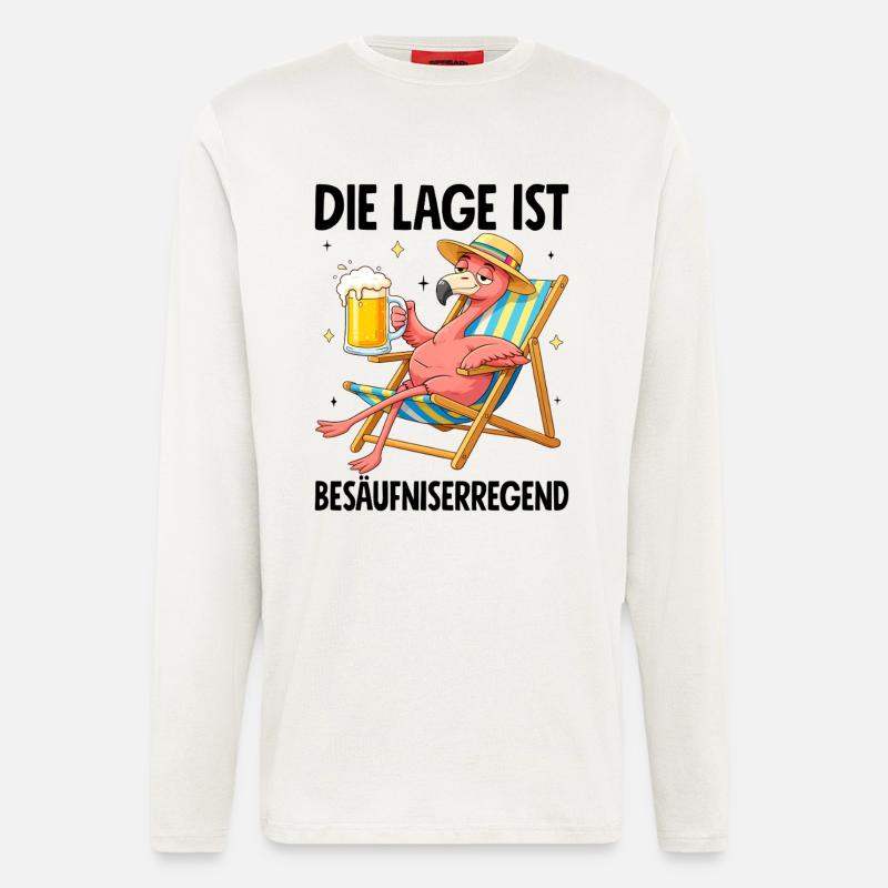 Die Lage Ist Besäufniserregend mit Flamingo - Langarmshirt - made by SPREAD  - OFF WHITE