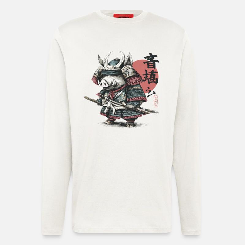Boar Samurai in Armor Katana - Longsleeve - made by SPREAD  - OFF WHITE