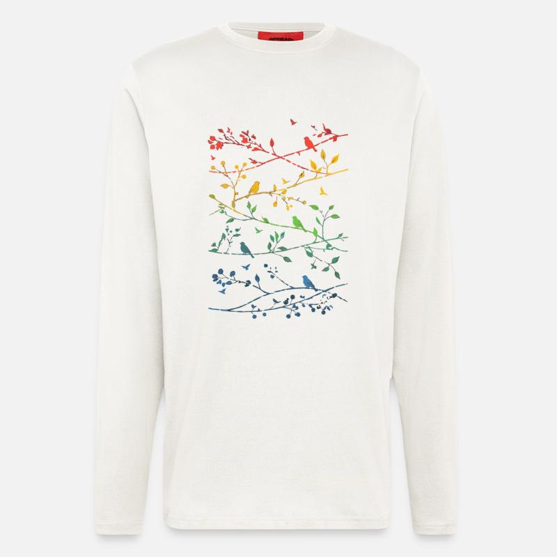 Rainbow branches and birds - Longsleeve - made by SPREAD  - OFF WHITE