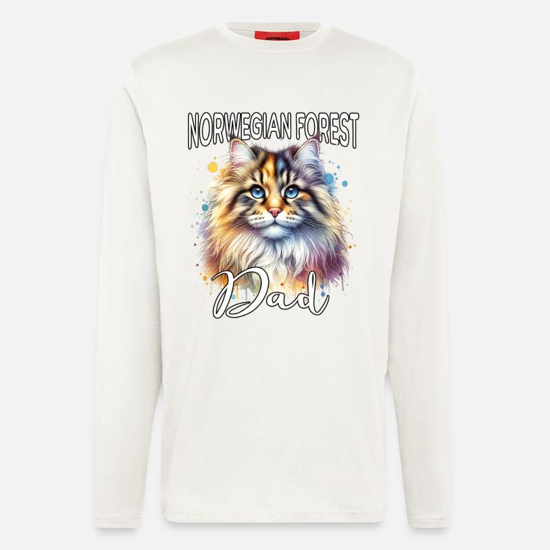 Norwegian Forest Cat Dad - Longsleeve - made by SPREAD  - OFF WHITE
