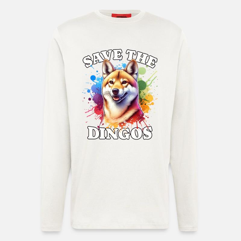 Australischer Wildhund Save Dingo - Langarmshirt - made by SPREAD  - OFF WHITE