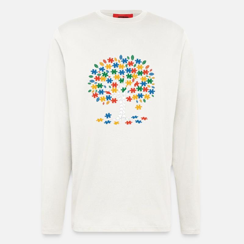 Autisme - Manches longues bio décontracté fabriqué en UE - OFF WHITE