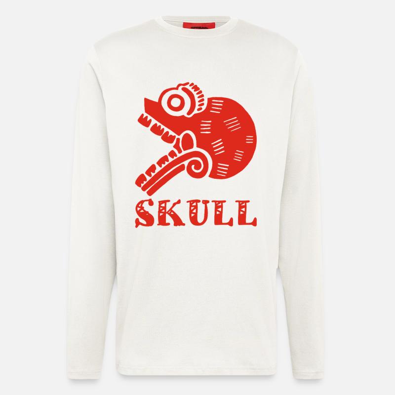 Red Tribal Skull - Longsleeve - made by SPREAD  - OFF WHITE