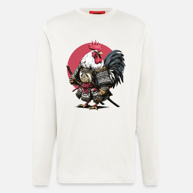 Hahn-Samurai-Rüstung - Langarmshirt - made by SPREAD  - OFF WHITE
