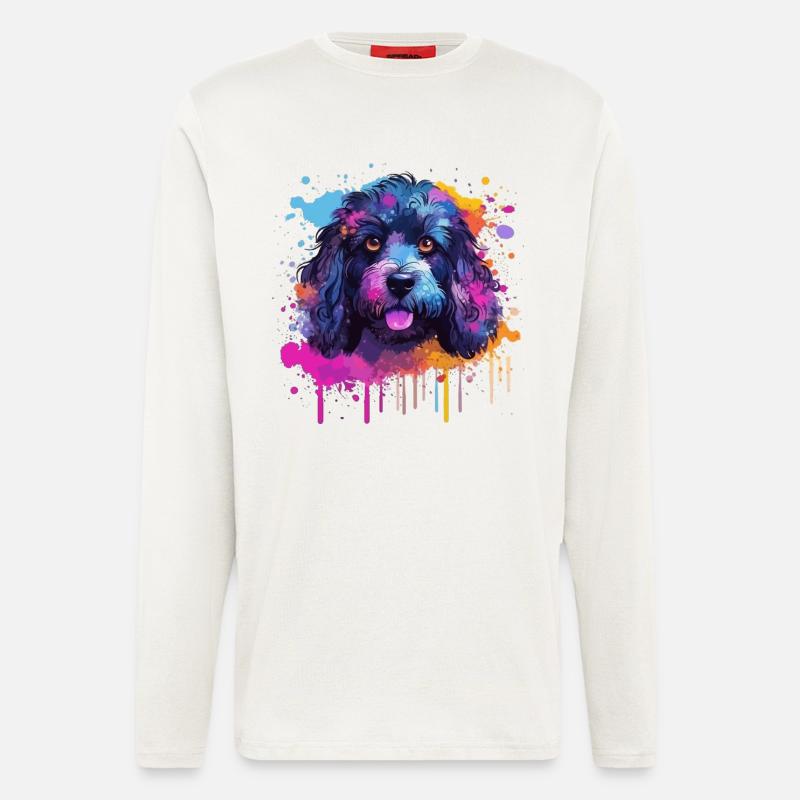 Pudel Splash Art Dog Bunt - Langarmshirt - made by SPREAD - OFF WHITE