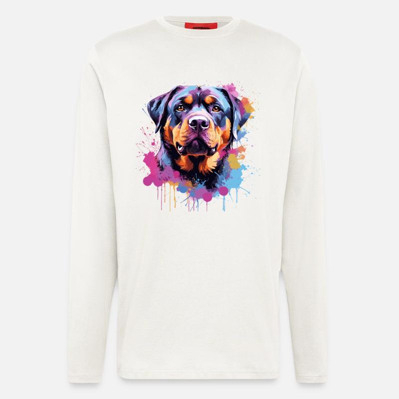 Rottweiler Bunker Splash Art Hund - Langarmshirt - made by SPREAD  - OFF WHITE