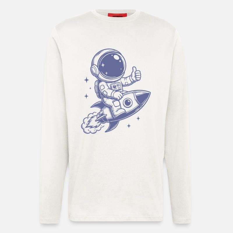 Astronaute en aventure spatiale - Manches longues bio décontracté fabriqué en UE - OFF WHITE