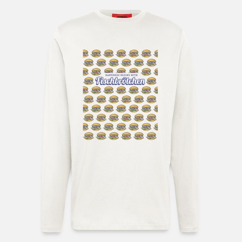 Fischbrötchen mit Matjes oder Bismarckhering - Langarmshirt - made by SPREAD  - OFF WHITE