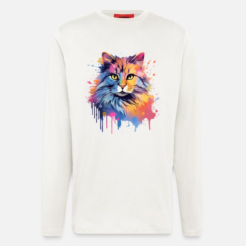 American Bobtail Cat Face - Longsleeve - made by SPREAD  - OFF WHITE