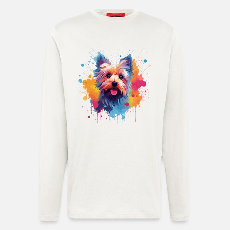Yorkshire Terrier Bunte Hunde-Splash-Art - Langarmshirt - made by SPREAD  - OFF WHITE