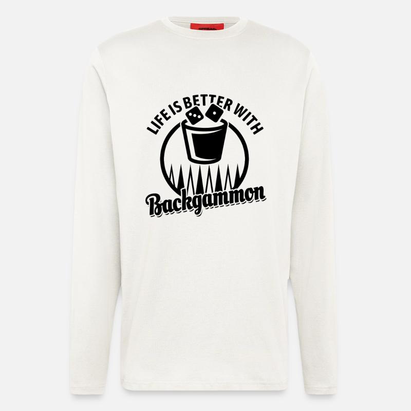 Backgammon | Brettspiel | Geschenk - Langarmshirt - made by SPREAD  - OFF WHITE