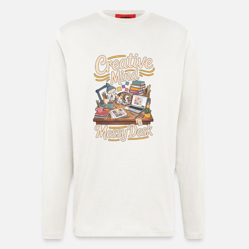 Graphic Designer Creative Mind Visual Designer - Manches longues bio décontracté fabriqué en UE - OFF WHITE