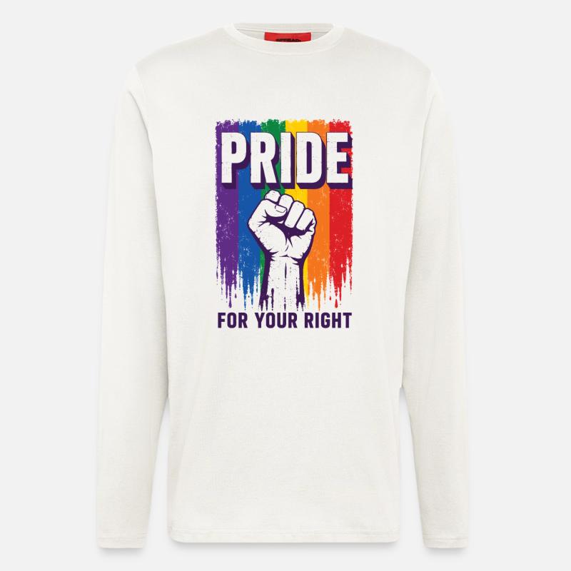 Pride Regenbogen Rechte Statement Shirt - Langarmshirt - made by SPREAD  - OFF WHITE