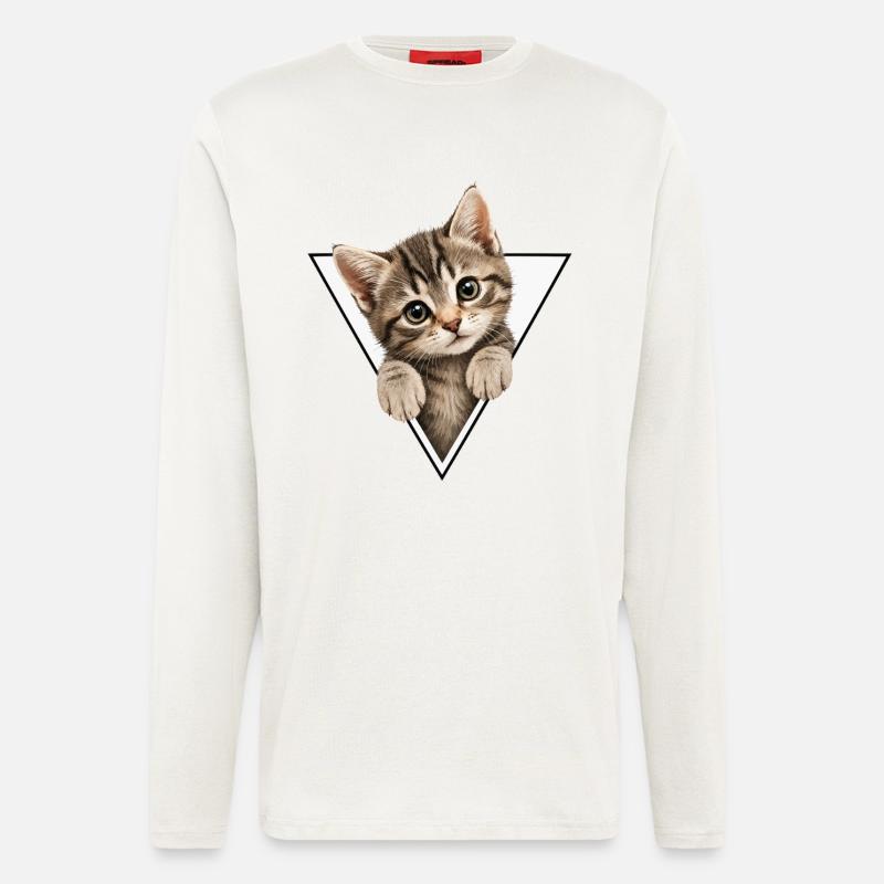 Kitten in the triangle - Longsleeve - made by SPREAD  - OFF WHITE