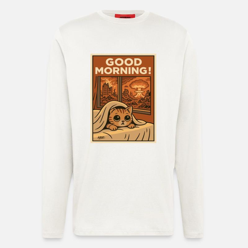 Good Morning: Apocalyptic Kitten - Longsleeve - made by SPREAD  - OFF WHITE
