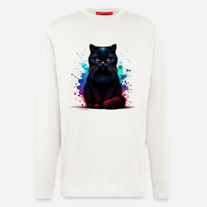 Schwarze Katze Geschenk - Langarmshirt - made by SPREAD  - OFF WHITE