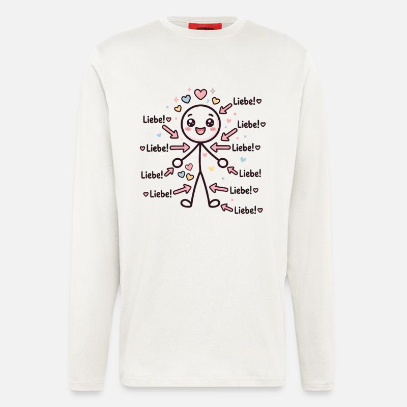 Strichmännchen Liebe Herz - Langarmshirt - made by SPREAD - OFF WHITE