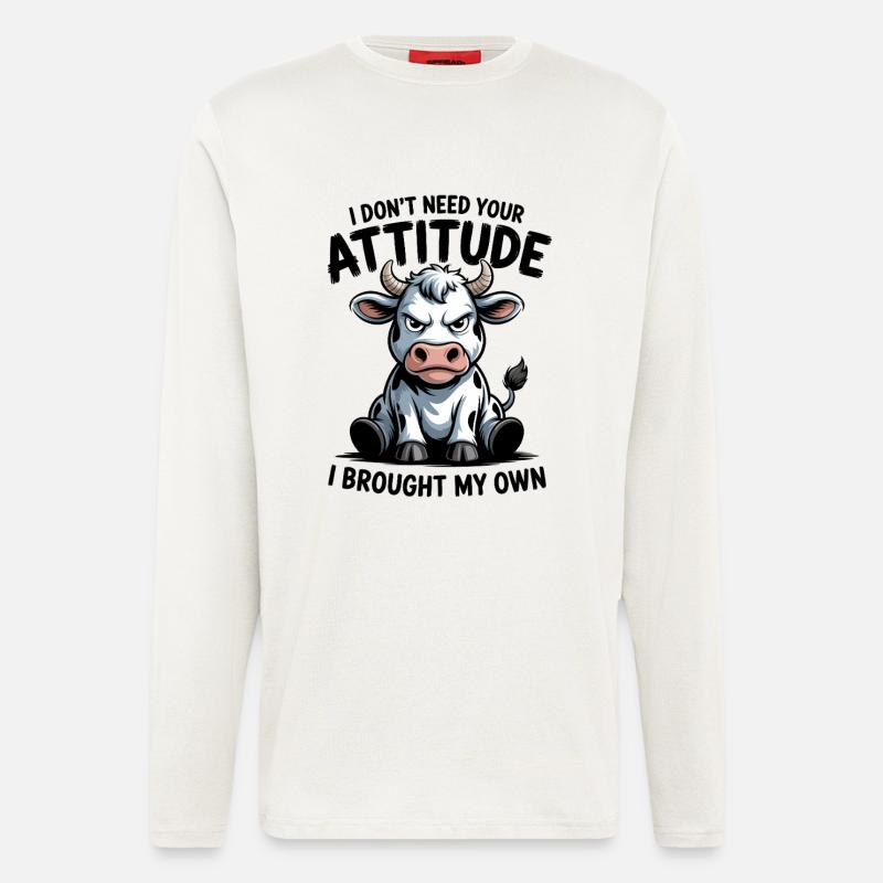 Attitude de vache : expression - Manches longues bio décontracté fabriqué en UE - OFF WHITE