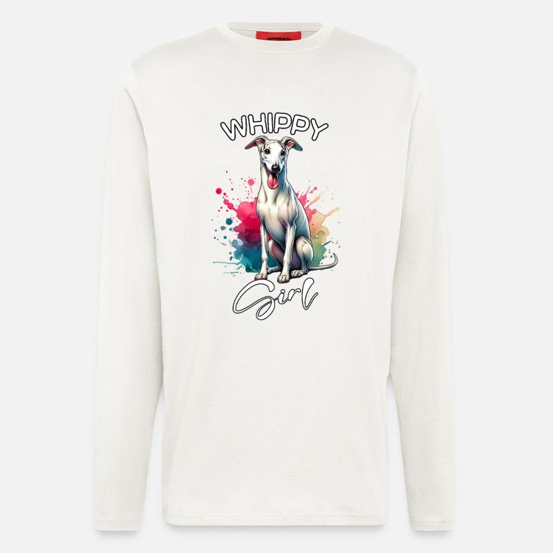 Whippet Mädchen Windhund - Langarmshirt - made by SPREAD  - OFF WHITE