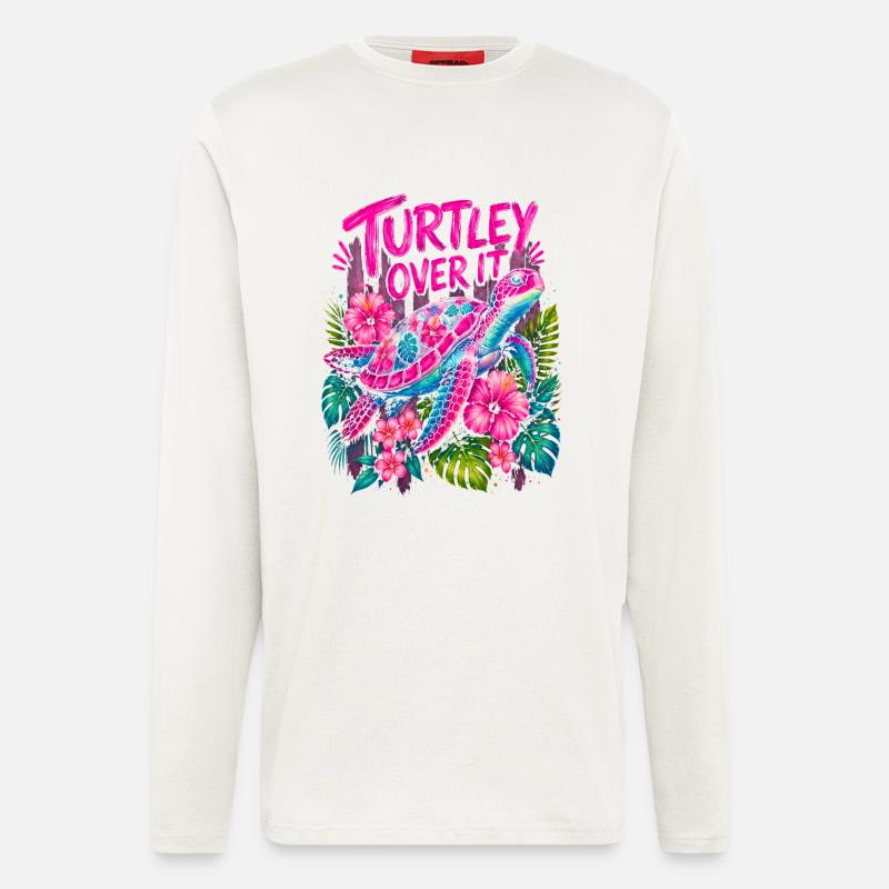 Turtley Over It Cute Turtle Flower - Langarmshirt - made by SPREAD  - OFF WHITE