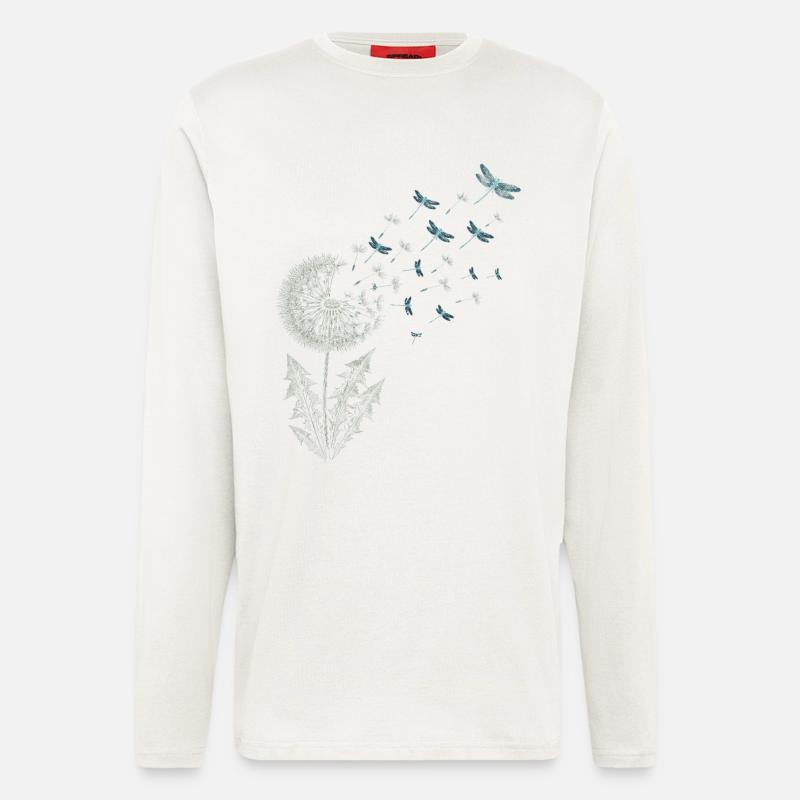 Pusteblume mit Libellen - Langarmshirt - made by SPREAD - OFF WHITE