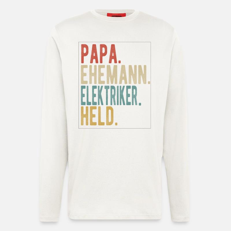 Elektriker Papa Ehemann Held - Langarmshirt - made by SPREAD  - OFF WHITE