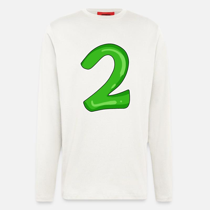 Numéro 2 vert - Manches longues bio décontracté fabriqué en UE - OFF WHITE