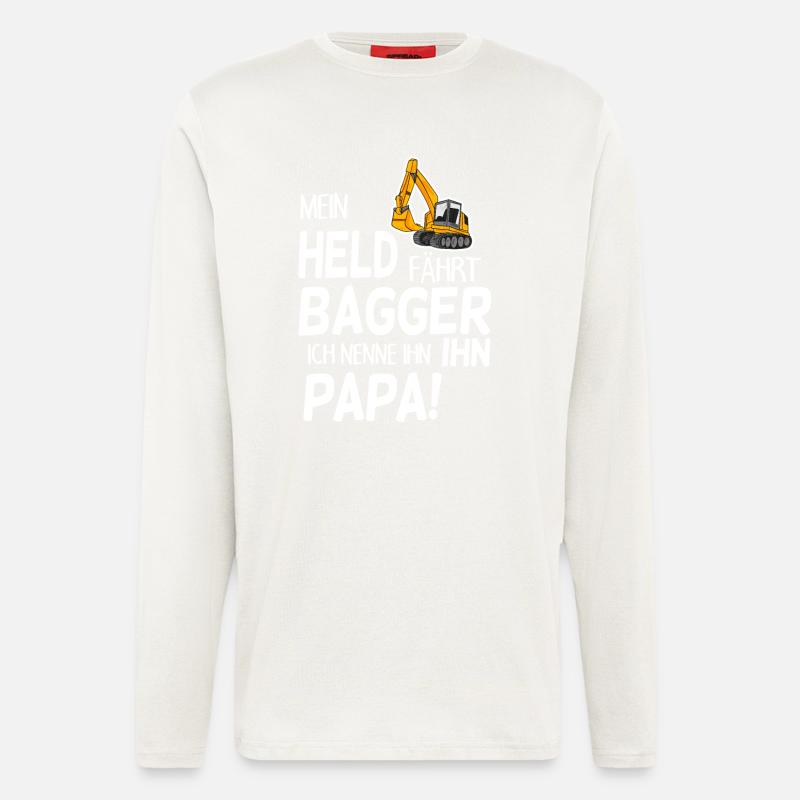 Bagger Held Papa Vater Geschenk - Langarmshirt - made by SPREAD - OFF WHITE
